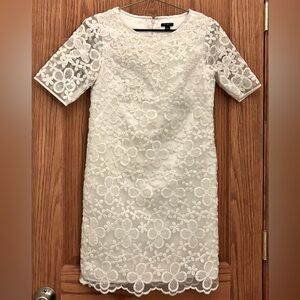 Ann Taylor white floral appliqué mini dress with sleeves